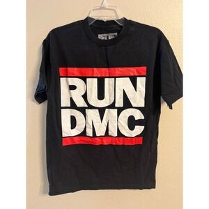 Run DMC Graphic Tee Mens Medium Black Good Short Sleeve Hip Hop Rap Shirt